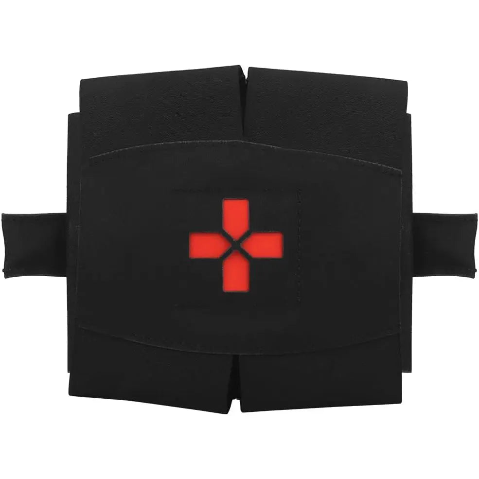Poche Molle First Aid XL noire pour équipement médical d'airsoft, robuste et compacte avec rangements spécifiques