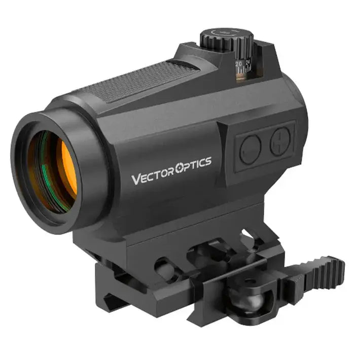 Vue du Point Rouge Maverick II Plus 1x22 SOL avec alimentation solaire, point lumineux de 2 MOA, et supports de montage inclus