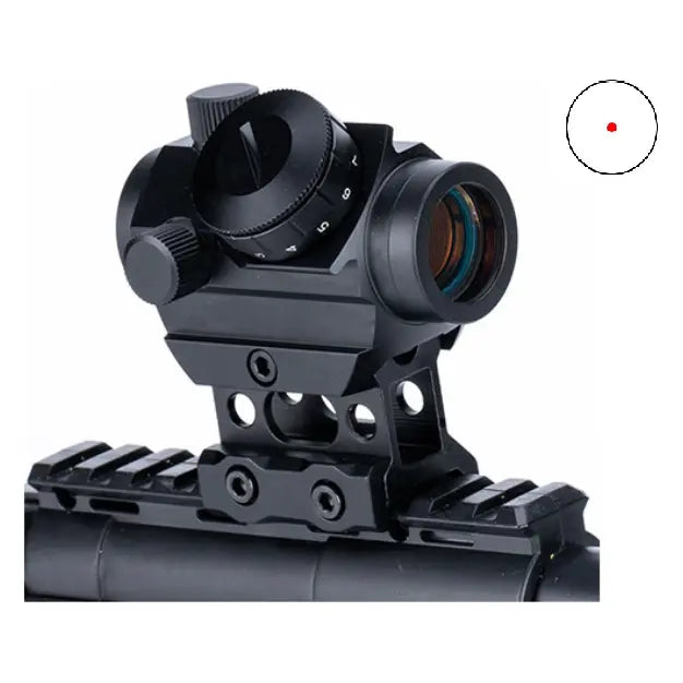 Mini T1 noir Point Rouge avec montages Flexline, résistant aux chocs, anti-buée, réglable et éclairage rouge