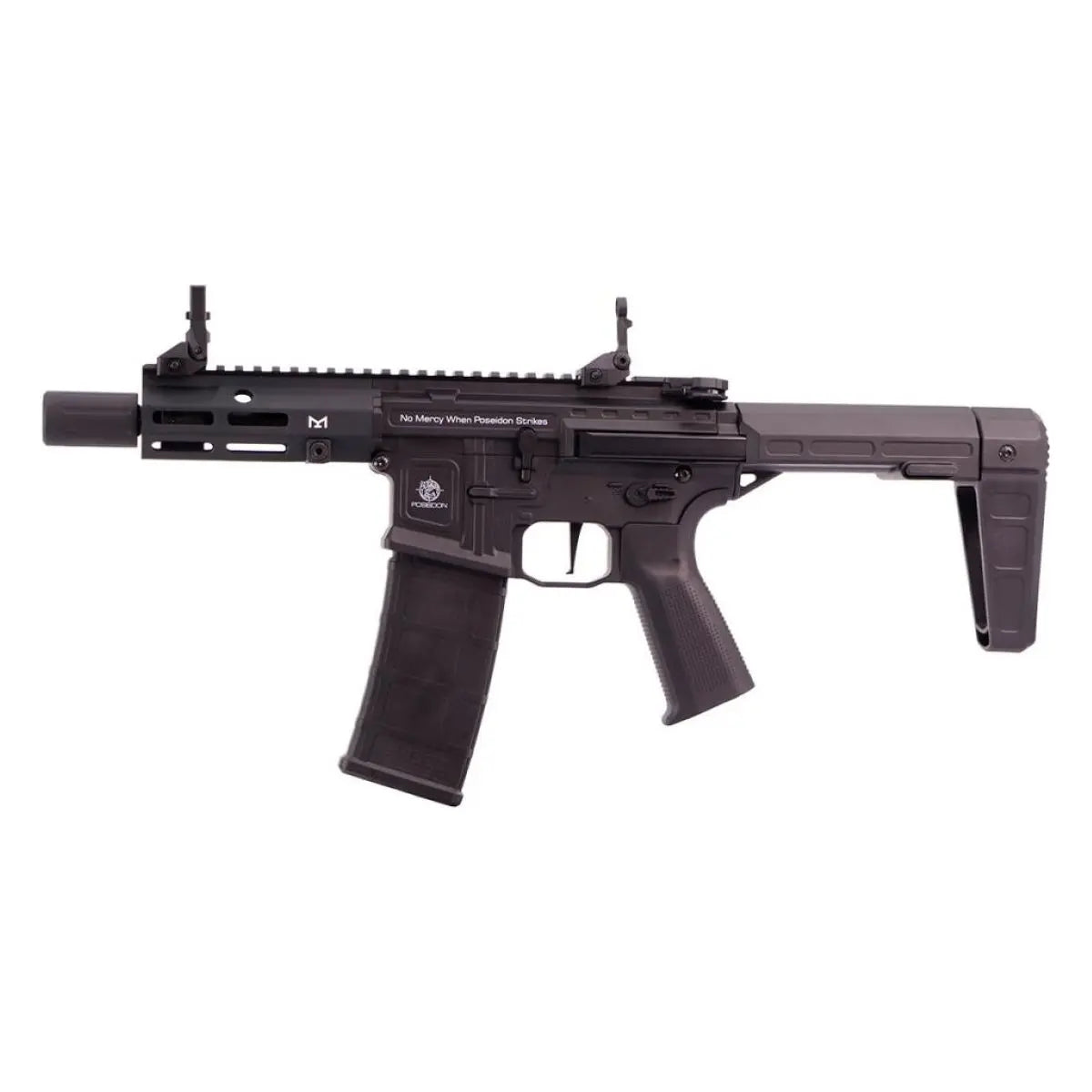 Réplique longue PUNISHER QRF AETHER V2 NOIR AEG Poseidon avec garde-main en aluminium, système AETHER et traceur intégré AEG LED Tracer Hop Up Unit