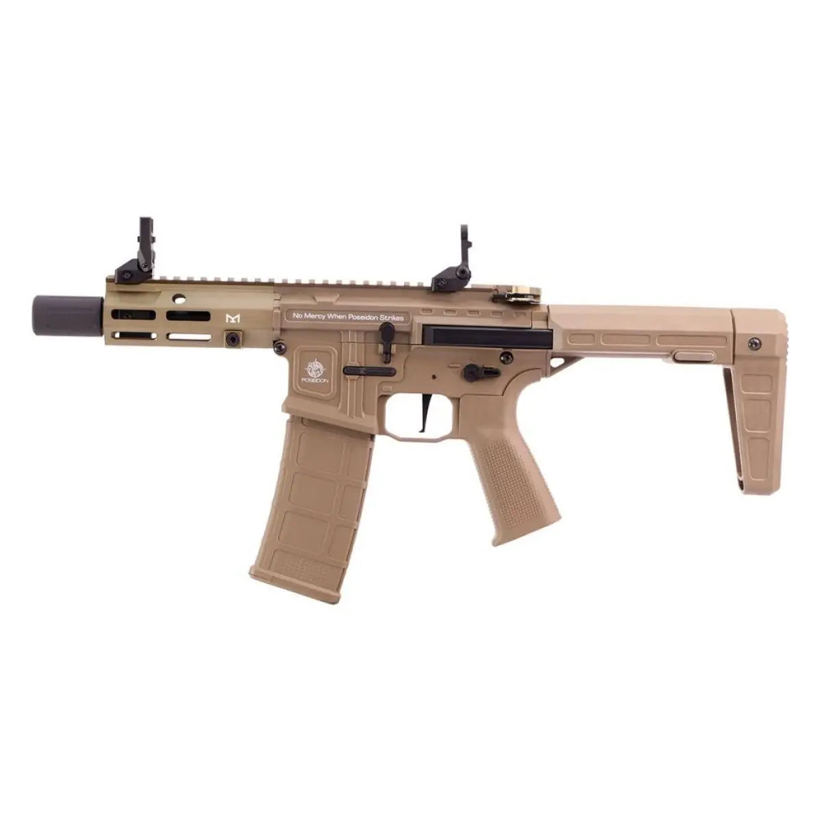 Réplique longue PUNISHER QRF AETHER V2 TAN AEG de Poseidon avec corps en Nylon fibre haute résistance et garde-main en aluminium