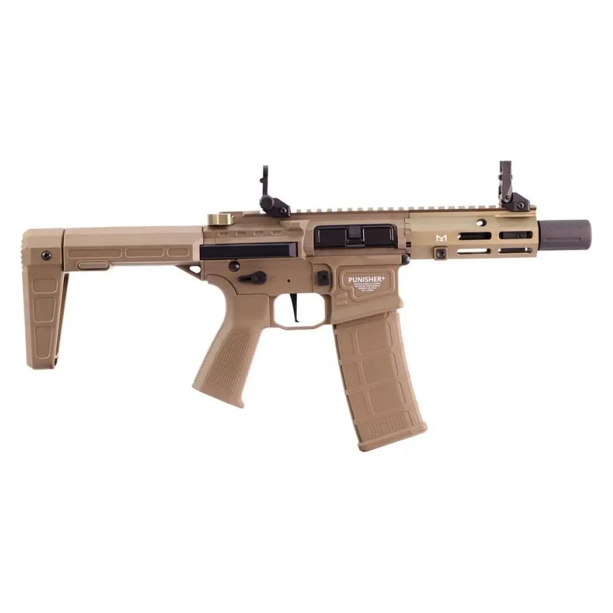 Réplique longue Punisher QRF Aether V2 Tan AEG de Poseidon avec corps en nylon et garde-main en aluminium