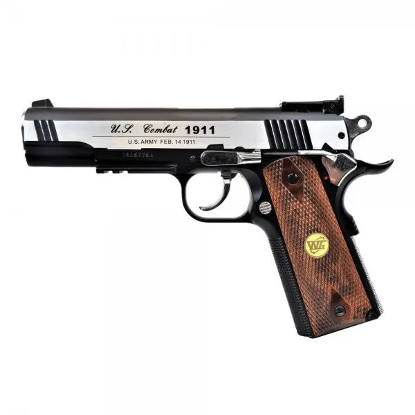 Pack 1911 .45 CO2 Blowback avec 5xCO2, malette et billes, pistolet Wingun en métal plein, ajustable hop up, magazine de 16 tours, rail sous le canon,
