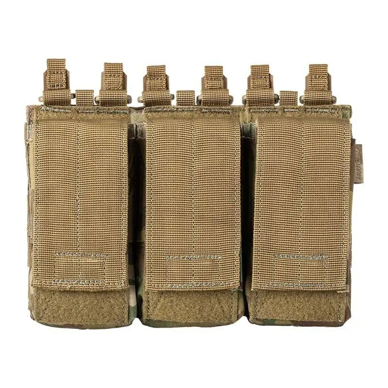 Poche triple chargeur AR Covert en camouflage Multicam avec système de montage FLEX-HT, compatible avec les plateformes MOLLE ou Hexgrid.