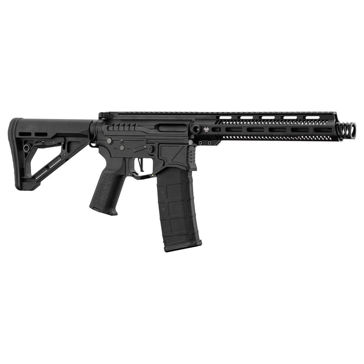 R15 mod 1 Zion Arms noire avec garde main long, réplique authentique avec mosfet Nebula, idéale pour airsoft