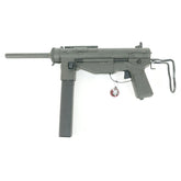 Réplique WWII M3 Grease Gun Paratrooper longue 6mm, en métal gris militaire, crosse rétractable, capacité du chargeur 520 coups, puissance 320 fps