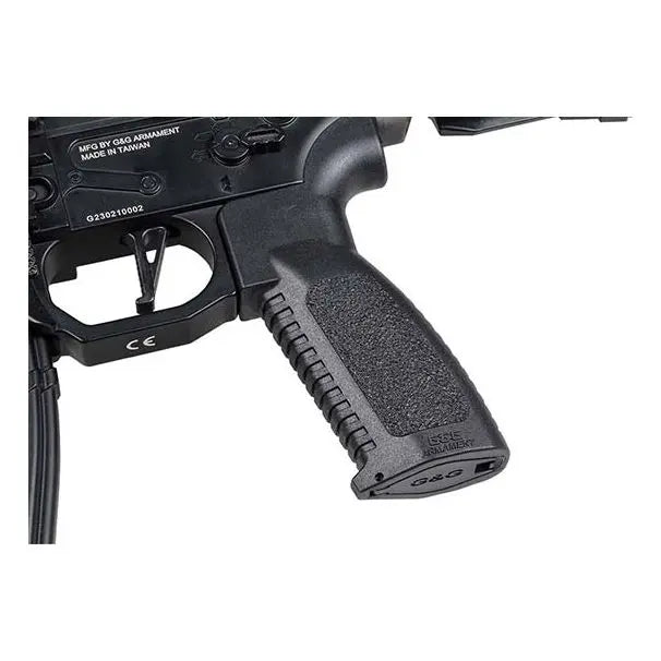 Replica G&G MGCR 556 GBBR 10 airsoft gun in black, gas-propelled, with semi-auto firing mode, adjustable Hop Up, and metal body