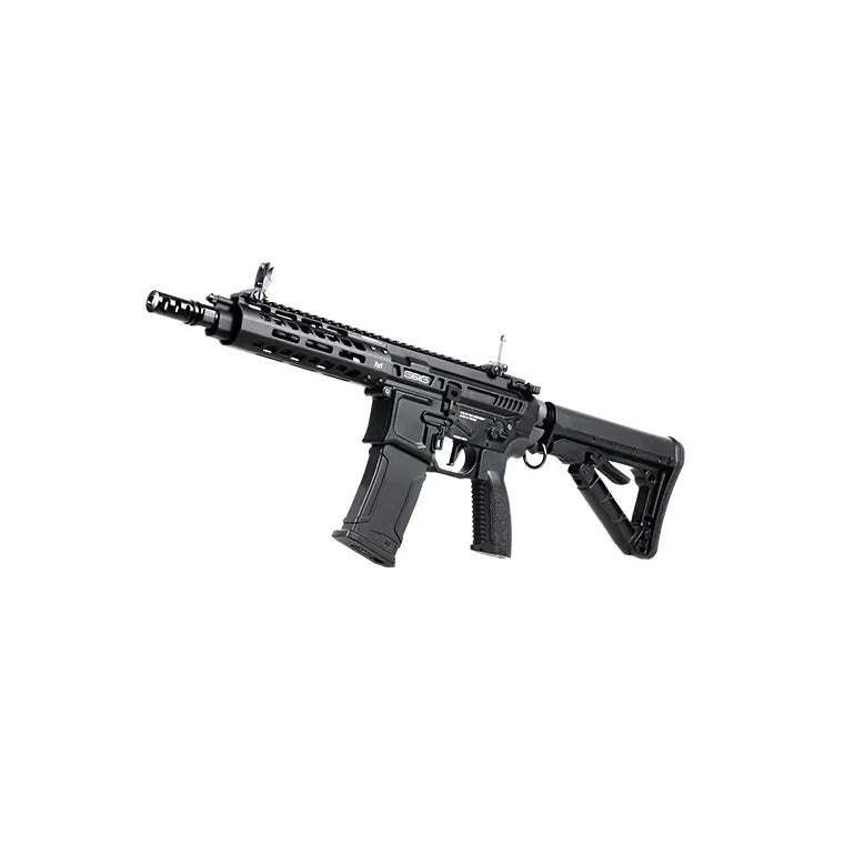 Réplique futuriste G&G MGCR 556 GBBR 7 à gaz avec corps usiné CNC, culasse en aluminium et ensemble de marteaux en acier pour une fiabilité optimale, couleur