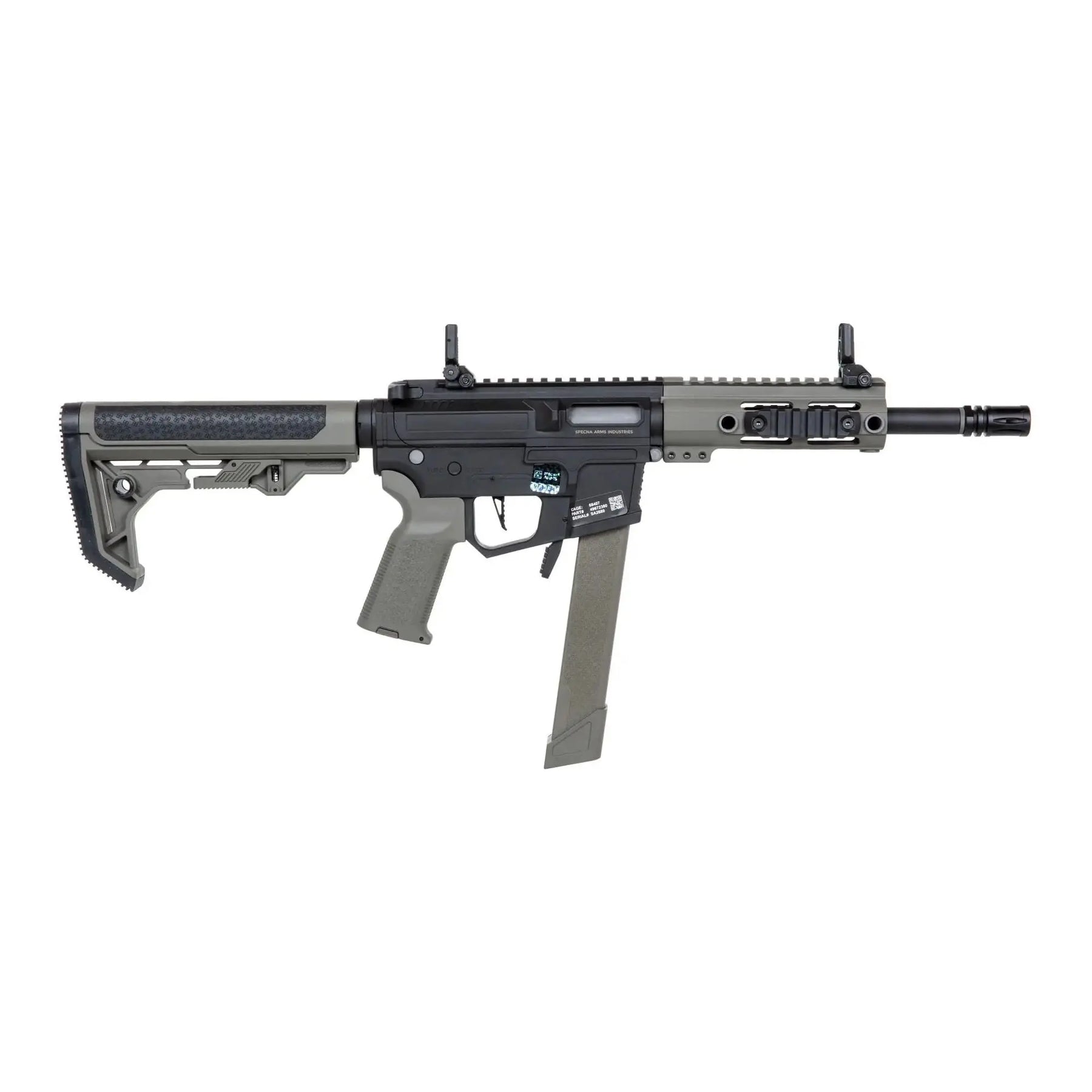 Specna Arms SA-FX01 FLEX OD pistolet mitrailleur avec garde main M-LOK, crosse ergonomique, et système de changement de spring rapide