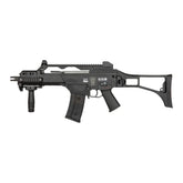 SA-G12 type G36 EBB Carbine Noire de Specna Arms avec une vitesse de 380 FPS, capacité du chargeur de 350 et système de changement rapide de ressort
