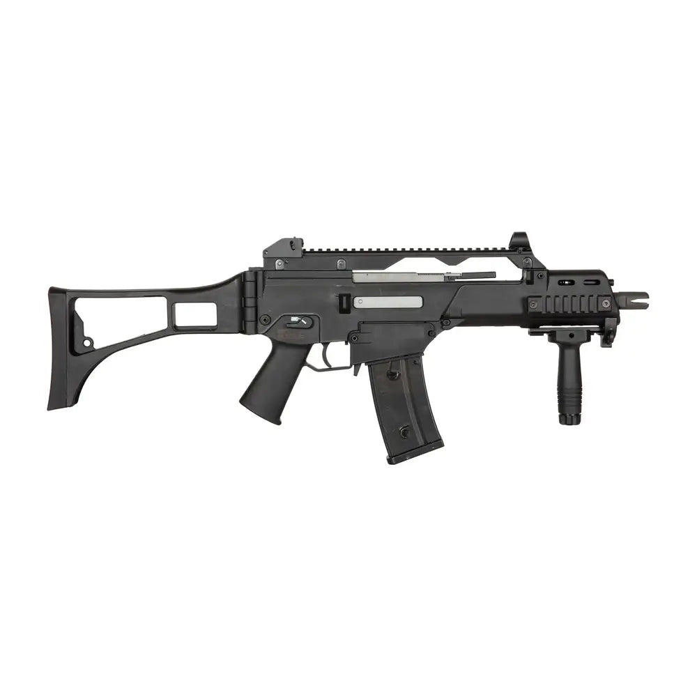 SA-G12 type G36 EBB Carbine Noire Specna Arms avec vitesse de 380 FPS, capacité de chargeur de 350 et système de changement rapide de ressort