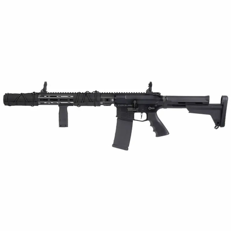 SECUTOR Astra XI Shadow équipé de cache-flamme en acier, gâchette électronique programmable, crosse télescopique et moteur Hi-Torque.