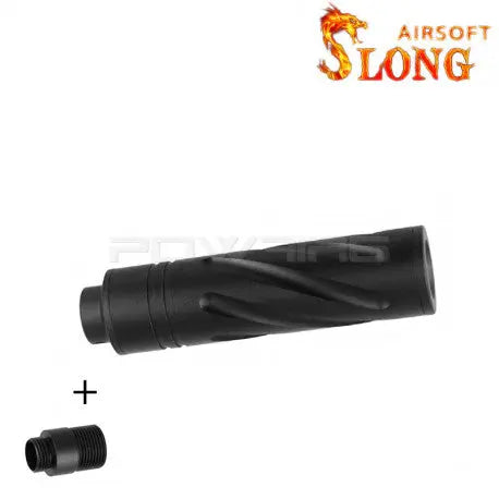 SLONG AIRSOFT Silencieux 14mm CCW Short SPINE + Adaptateur 11mm