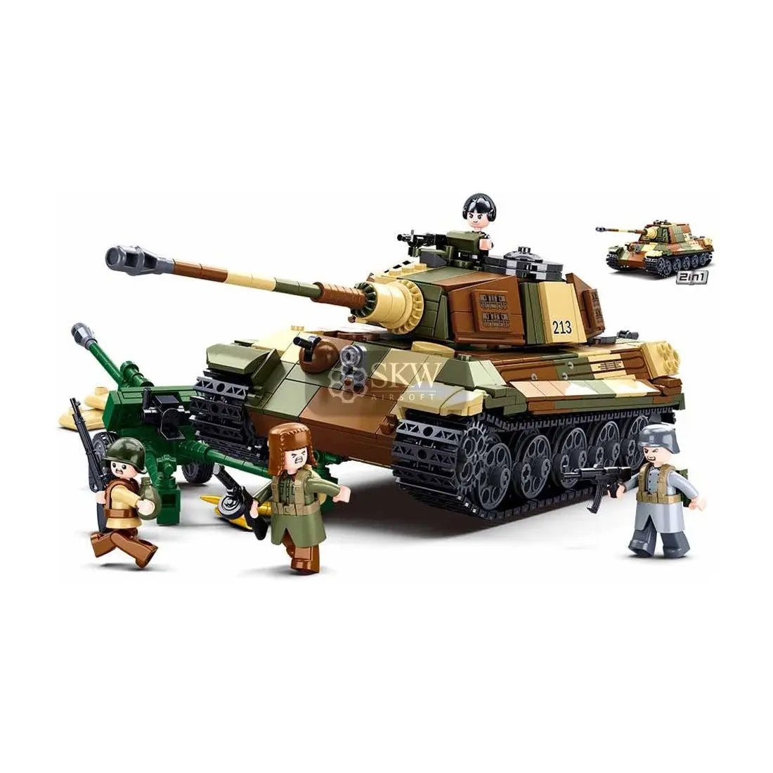 Jeu de construction SLUBAN WWII Char d'Assaut King Tiger 2en1 avec 930 blocs et 4 personnages, compatible avec d'autres marques