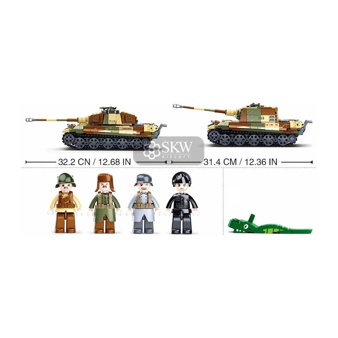Kit de construction SLUBAN WWII King Tiger 2en1, 930 blocs, 4 personnages, compatible avec d'autres marques