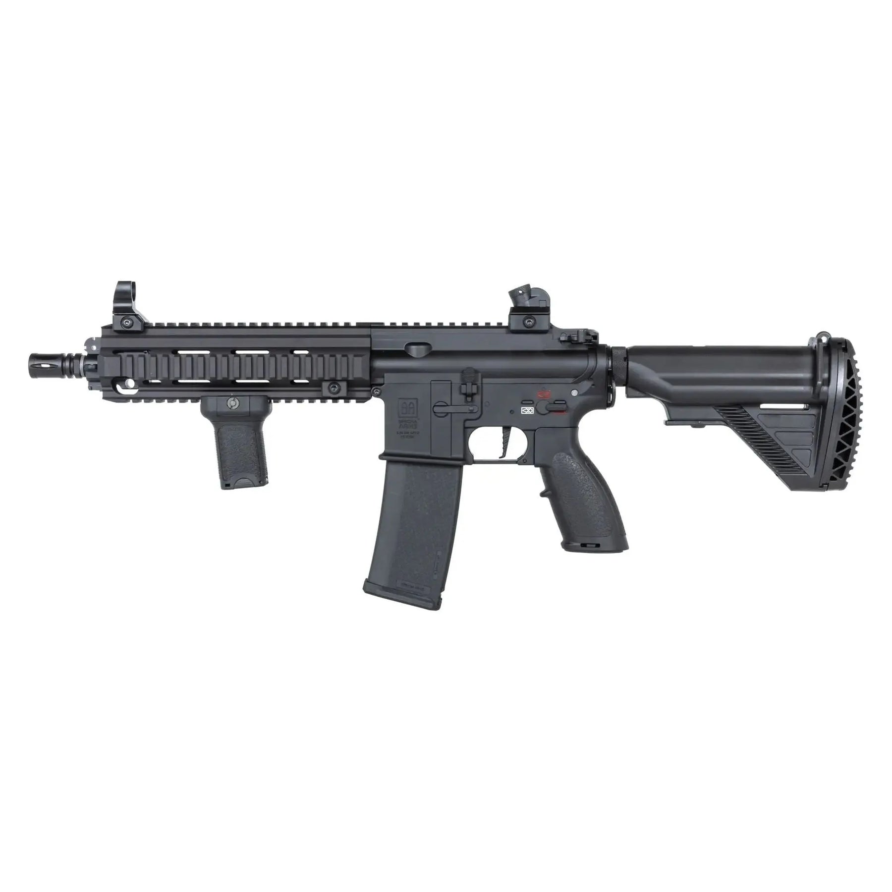 Specna Arms SA-PH20 PRIME HAL airsoft carabine noire, avec moteurs brushless et nouveaux internes de la série Prime, offrant des performances et une qualité élevées pour les joueurs d'air