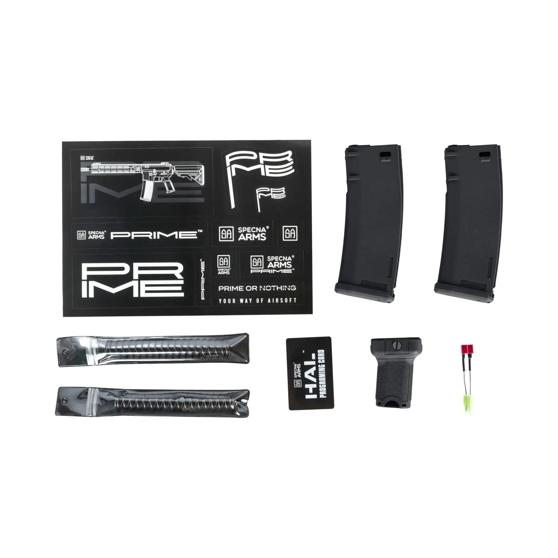 Carabine d'airsoft Specna Arms SA-PH20 Prime HAL noire avec moteur brushless, gearbox AEther et module ETU HAL pour des performances optimales.