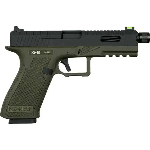 SSP18 Gbb Novritsch, pistolet à billes semi-auto et full auto, conçu pour une précision suprême avec des caractéristiques avancées comme un canon allongé, un vise