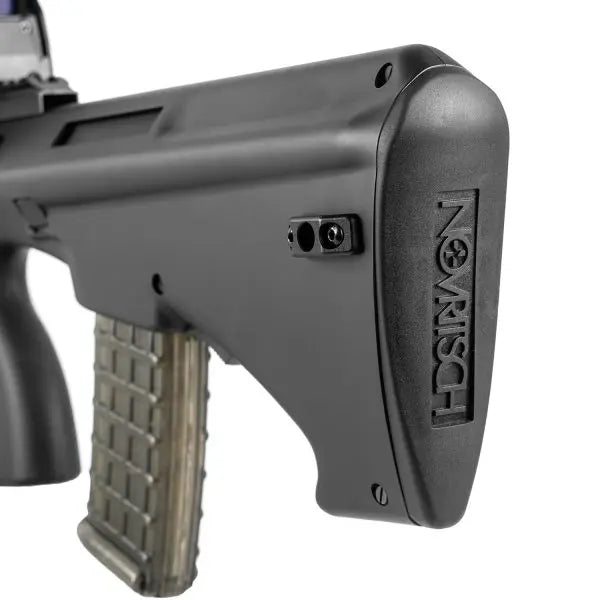 SSR77 A2 - Airsoft AEG 1Joules Novritsch avec récepteur en nylon robuste, unité de déclenchement électronique programmable, chambre Hop-Up CNC et buse, système