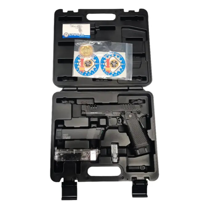 Réplique d'airsoft STP45 Pro 8 pouces CNC Version avec chargeur supplémentaire, conception ergonomique, sureté manuelle et rail pour accessoires