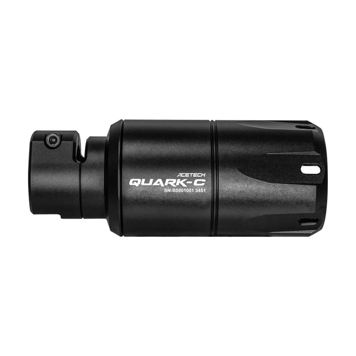 Photo fond blanc, accessoire cache flamme pour fusil d'assaut airsoft