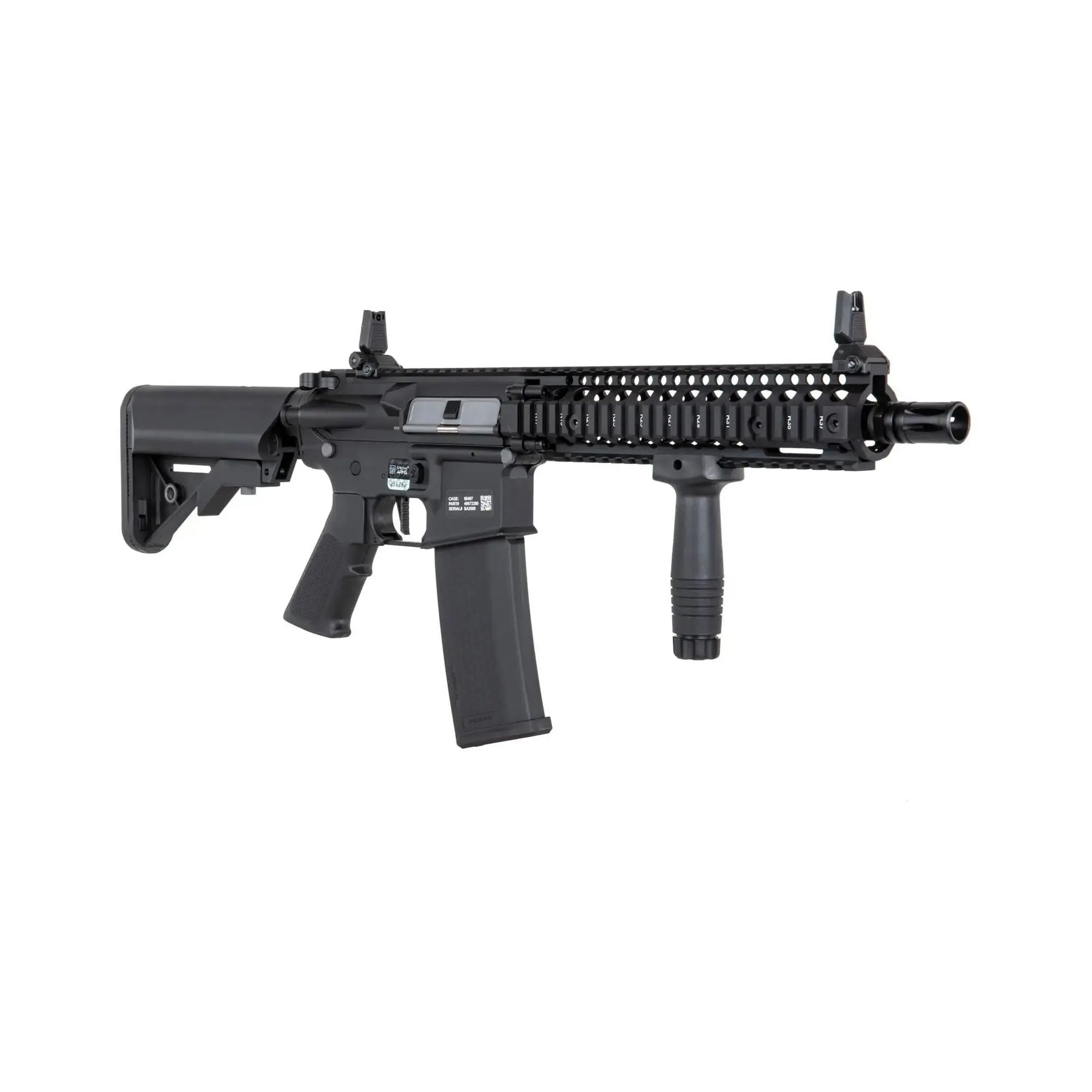Réplique d'arme Specna Arms MK18 SA-C19 Daniel Defense HAL noire avec gravures et numéro de série individuel
