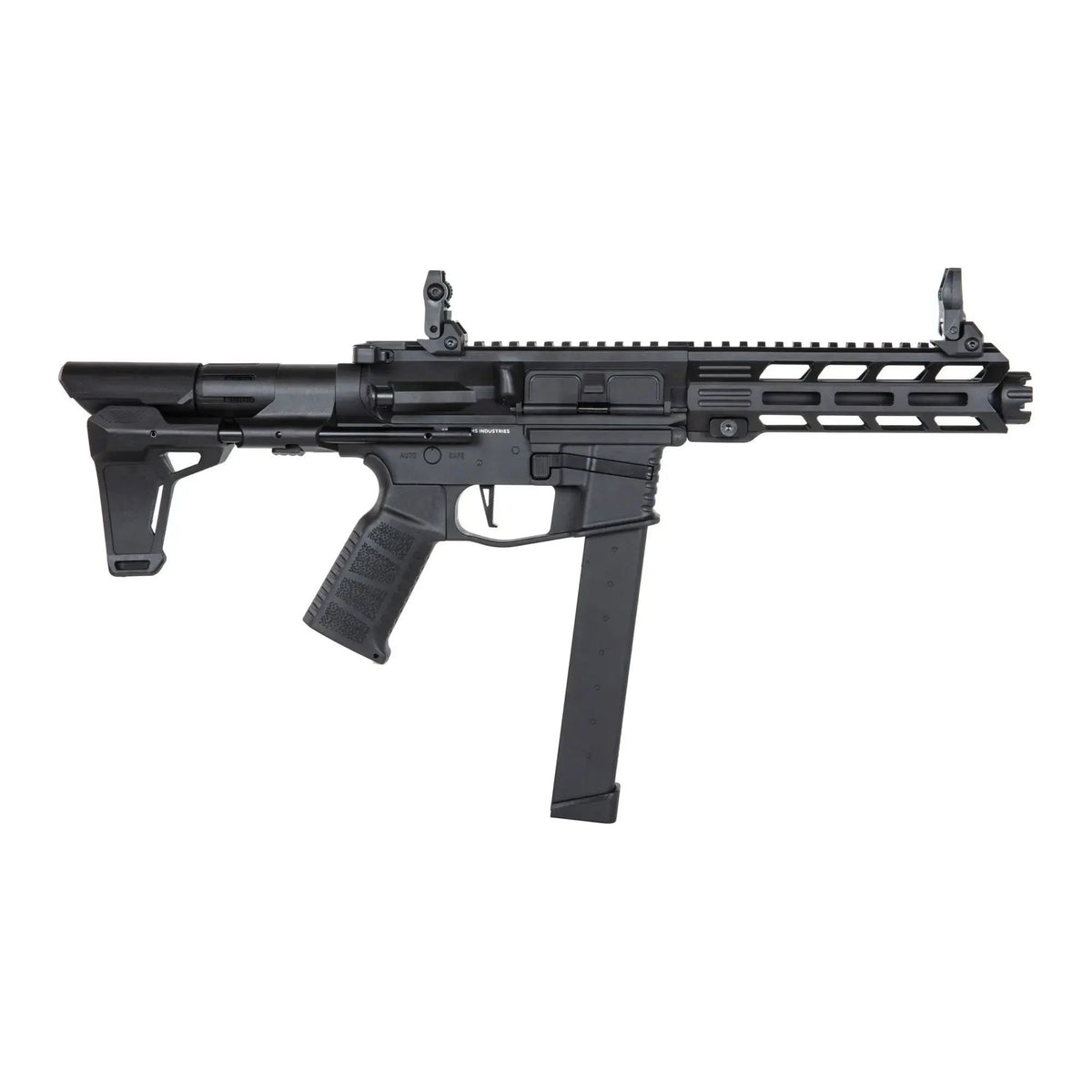 Réplique de pistolet-mitrailleur Specna Arms SA-FX10 HIGH SPEED FLEX NOIRE, compacte et robuste, avec renfort en fibre de nylon et système électronique optique SA ETU