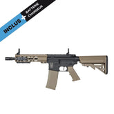 Specna SA-F08 FLEX HAL Noire et Tan avec caractéristiques comme le système HAL, gearbox V2, crosse réglable, et capacité de chargeur de 300 billes.