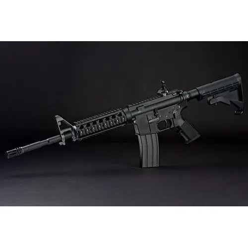 Tokyo Marui M4A1 MWS GBBR (ZET System) - Cerakote Coating airsoft gun in black color with 6mm caliber, gas propulsion, safe/semi/auto firing modes, and full metal