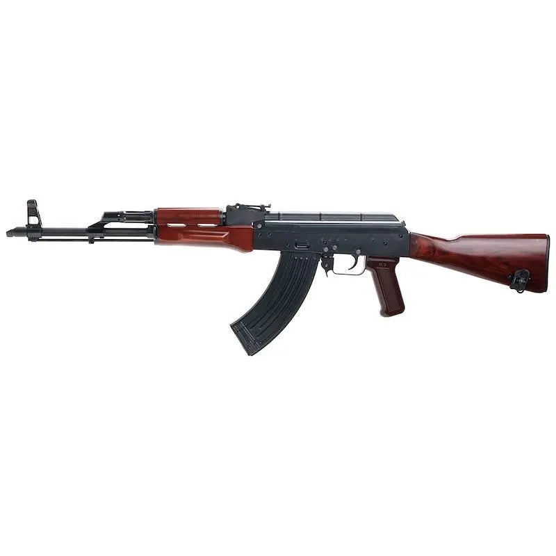Tokyo Marui AKM GBBR Airsoft with ZET System featuring adjustable hop-up, 4.878g weight, 890mm length, 35 rds capacity, 280 fps power, green gas/HFC134A