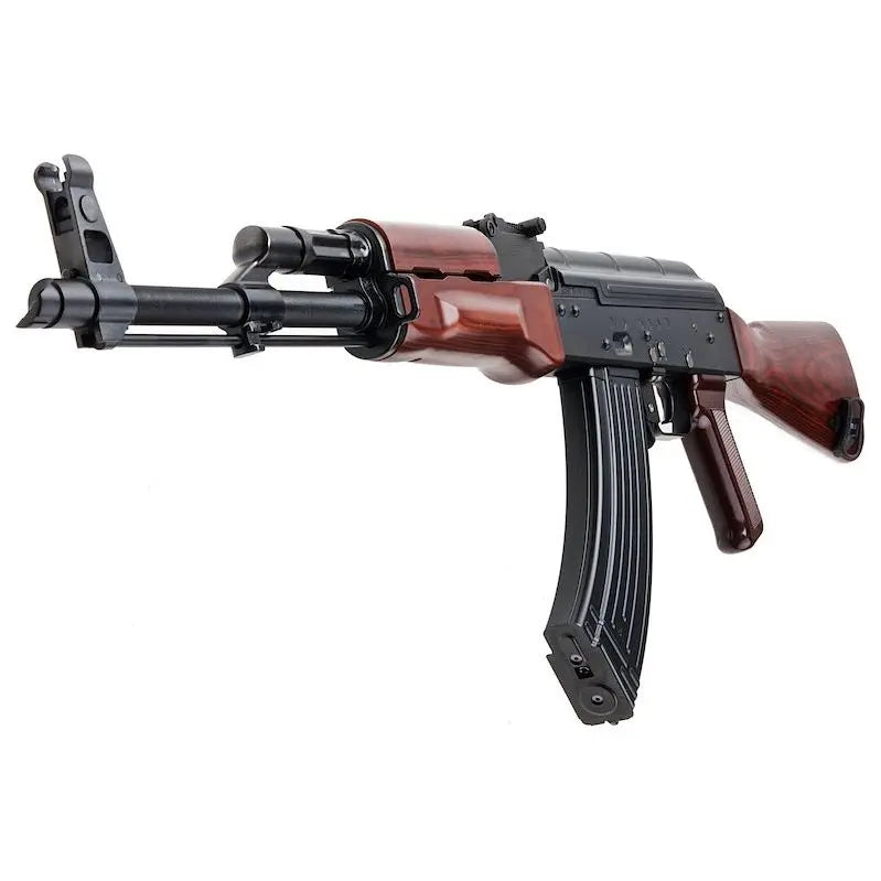Tokyo Marui AKM GBBR Airsoft gun with adjustable Hop-Up, 4,878g weight, 890mm length, 35 rounds capacity, 280 fps power, green gas power source, blowback feature, and