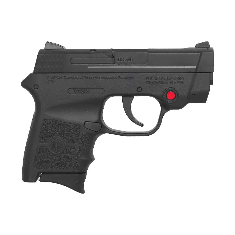 Tokyo Marui Bodyguard 380 GNB with fixed hop-up, weight of 470g, length of 160mm, 10 rounds capacity, power of 280 fps, green gas power source, no blowback, and semi