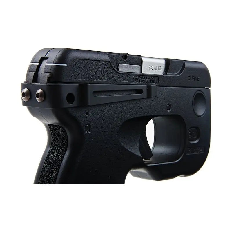 Tokyo Marui CURVE Compact Carry Gas Airsoft Pistol with fixed slide, 470g weight, 160mm length, 10 rounds capacity, 280 fps power, green gas power source, no blowback, and semi-auto shooting