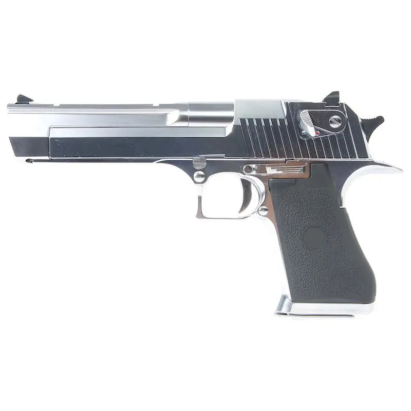 Tokyo Marui Desert Eagle.50AE Chrome Green Gas with adjustable hop-up, 2,100g weight, 270mm length, 27 rds capacity, 340 fps power, green gas power source, blowback feature,