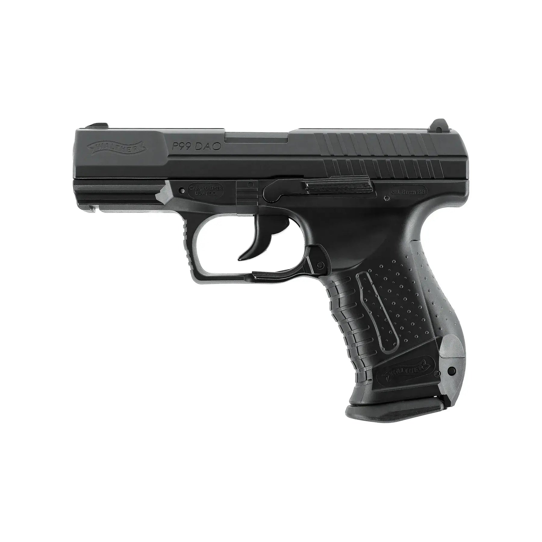 Image de Walther P99 DAO BBs 6mm CO2 2,0J avec une capacité de 15 coups, une vitesse de 2 joules, une longueur de 182mm, un poids de
