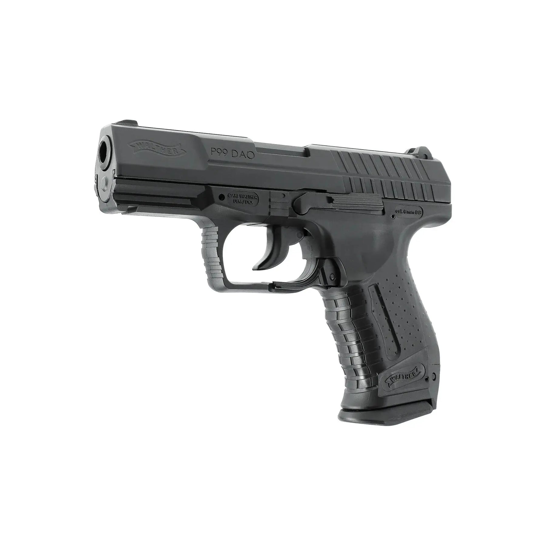 Image du pistolet Walther P99 DAO BBs 6mm CO2 2,0J avec culasse en métal, capacité de 15 coups, énergie de 2 joules, longueur de