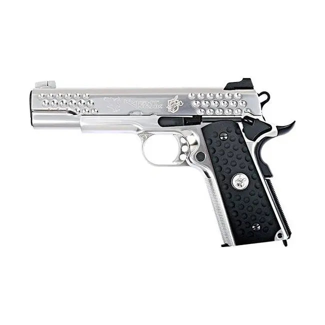 WE 1911 KAC Nighthawk Chrome Gen2 Gaz avec blow back, hop up réglable, poids de 1500g, longueur de 220mm, fait en métal, tir coup par coup, FPS de