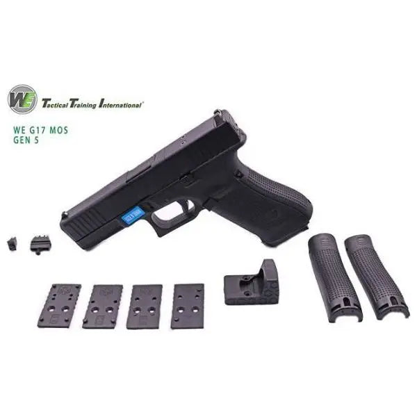 WE17 Gen 5 MOS ready RMR réplique gaz avec supports rmr, canon externe fileté, sight avant et arrière, blow back, hop up, poids 800g, longueur 200mm, mét