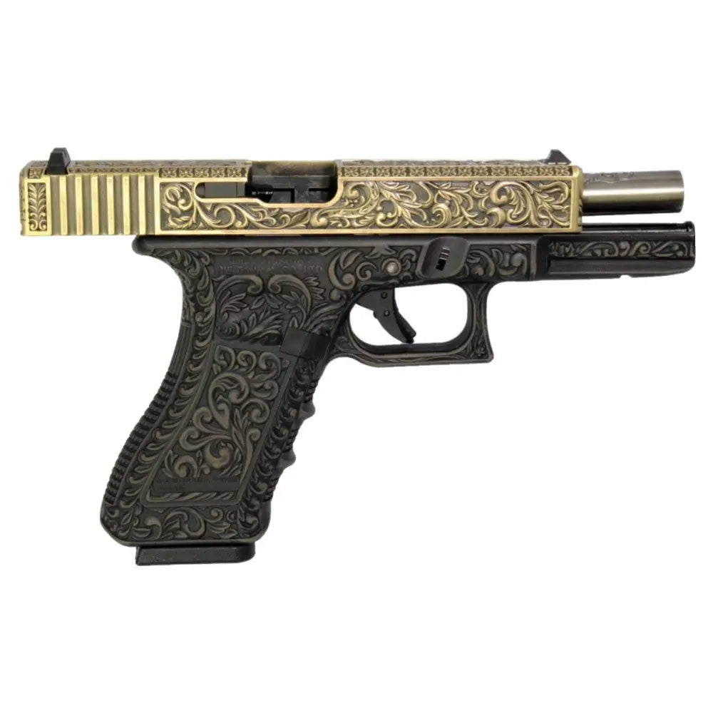 WE17 type Glock 17 Gbb Floral avec blow back et hop up, poids de 800g, longueur de 200mm, fait de métal et polymère, FPS 280-300, chargeur de 24+