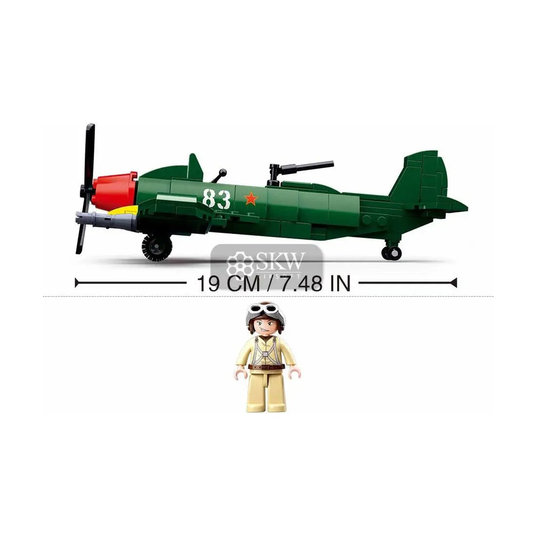 Jouet d'assemblage Ilyushin II-2 Sluban de la Seconde Guerre Mondiale avec 170 blocs et un personnage