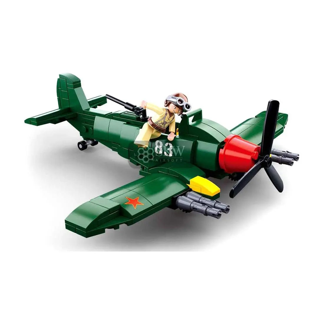 Jeu de construction WWII-Avion d'attaque Ilyushin II-2 Sluban avec 170 blocs et 1 personnage