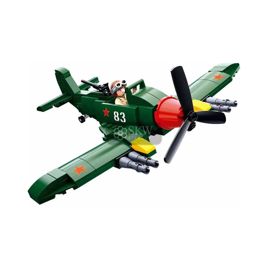 Kit de construction WWII-Avion d'attaque Ilyushin II-2 Sluban avec 170 blocs et 1 personnage