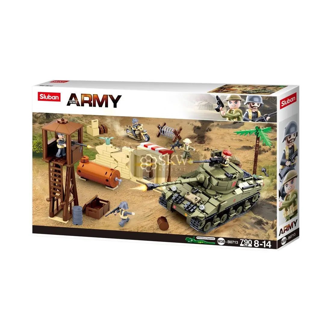 Char d'assaut Sherman Firefly WWII de Sluban avec 790 blocs et 5 personnages, compatible avec autres marques connues