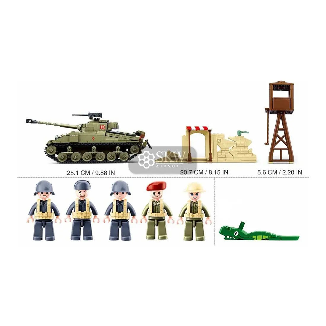 Char d'assaut Sherman Firefly Sluban de la Seconde Guerre Mondiale en blocs d'assemblage, 790 pièces, 5 personnages, compatible avec d'autres marques
