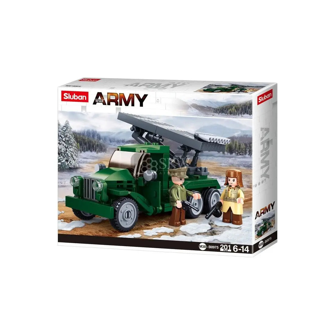 Kit de construction Lance-roquettes Katyusha WWII Bat.Budapest Sluban avec 201 blocs et 2 personnages