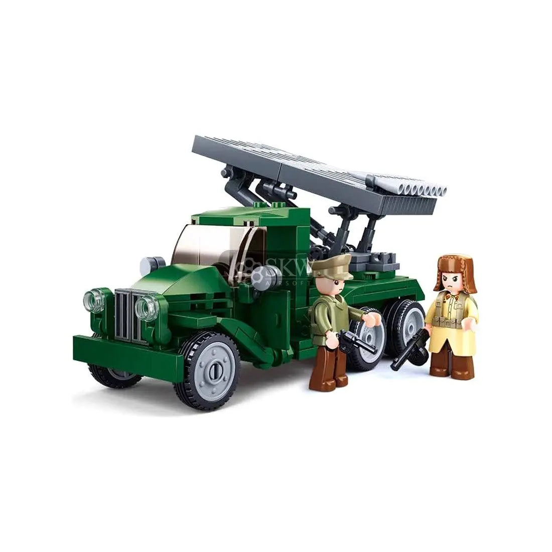 Jeu de construction WWII Lance-roquettes Katyusha Bat.Budapest Sluban avec 201 blocs et 2 personnages