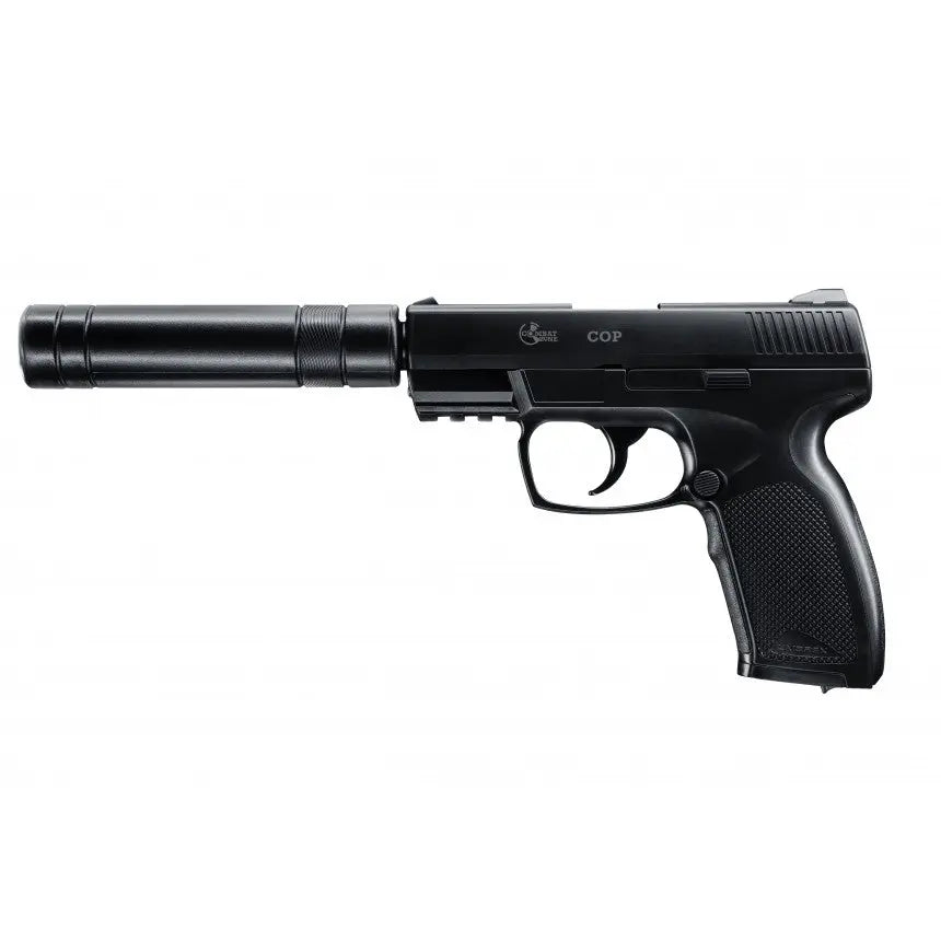 Combat Zone Cop SK BBS 6mm CO2 gun with a capacity of 15 shots, energy less than 2 joules, and adjustable hop-up block.
