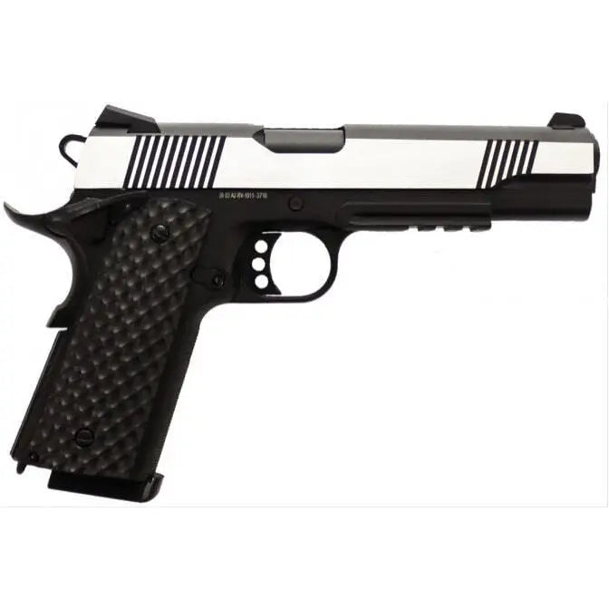 Colt 1911 Silver édition Gaz avec grip texturé noir, sécurité ambidextre, puissance de 280 FPS et capacité du chargeur de 22 + 1