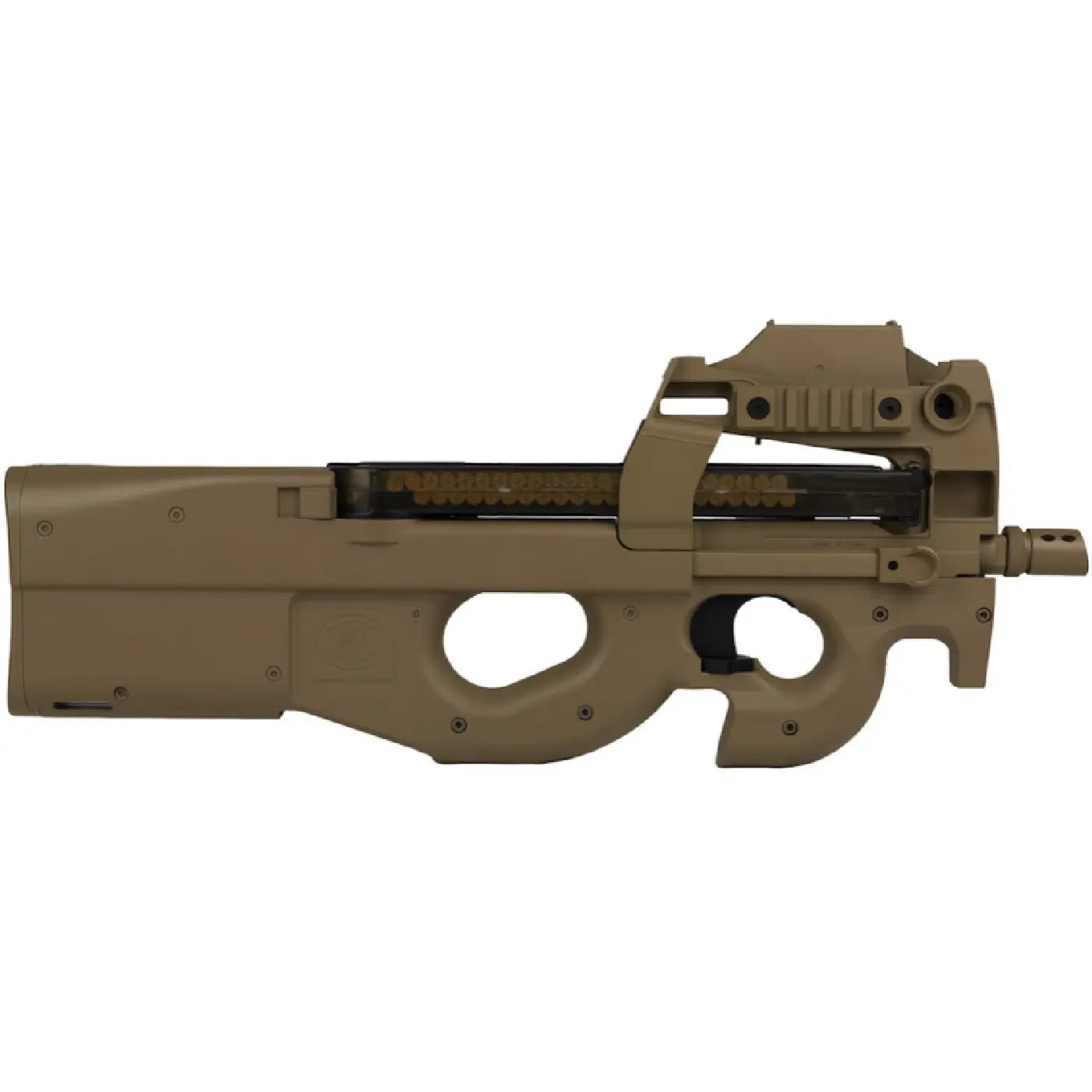 Réplique FN Herstal P90 avec Red Dot intégré, vitesse de 436 fps, chargeur de 68 bbs, longueur de 510 mm, matériaux en métal et abs, semi et full