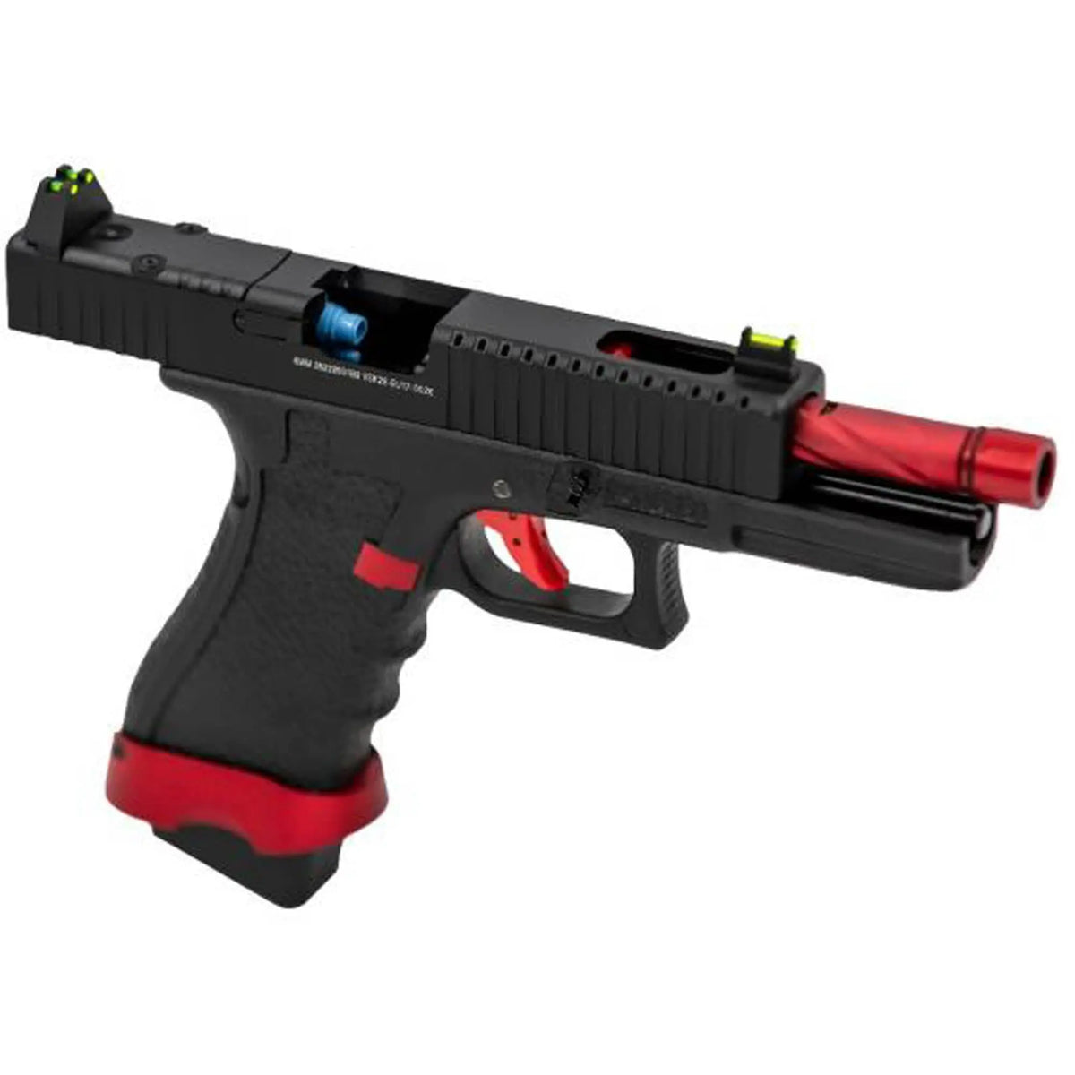 GBB VORSK EU7 Tactical Rouge match avec culasse en aluminium noir et canon externe torsadé rouge
